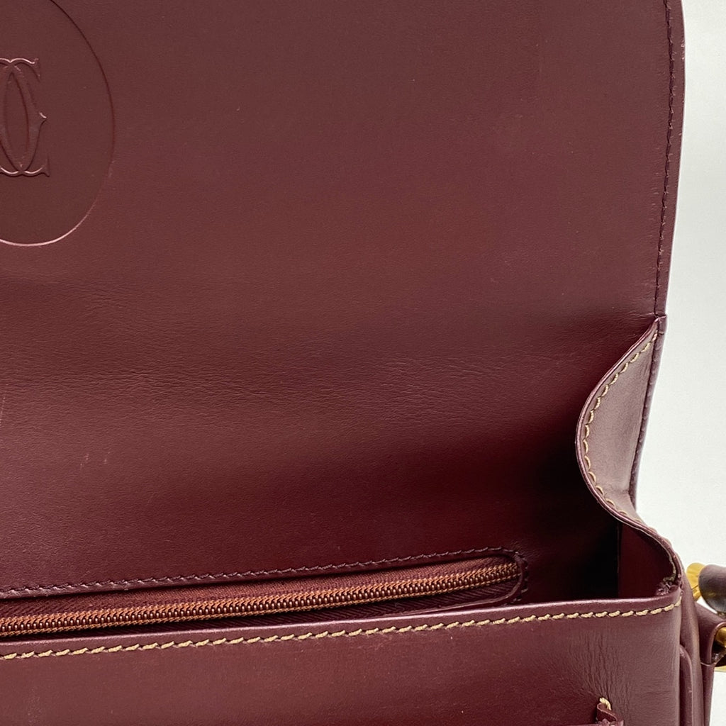 カルティエ マストライン ショルダーバッグ レザー ボルドー レディース 【中古】brbag