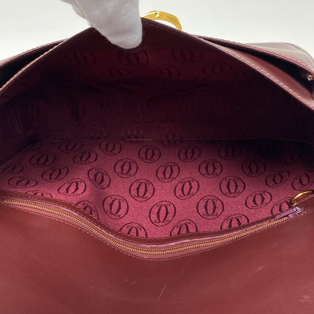 カルティエ マストライン ショルダーバッグ レザー ボルドー レディース 【中古】brbag
