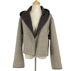 エルメス リバーシブル ショートコート フード コート パイピング アウター その他コート カシミヤ ブラウン レディース 【中古】brapp