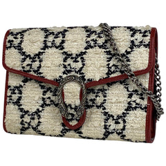 グッチ デュオニソス ショルダーバッグ チェーンウォレット 2WAY ショルダーバッグ ツイード ホワイト 401231 レディース 【中古】brbag