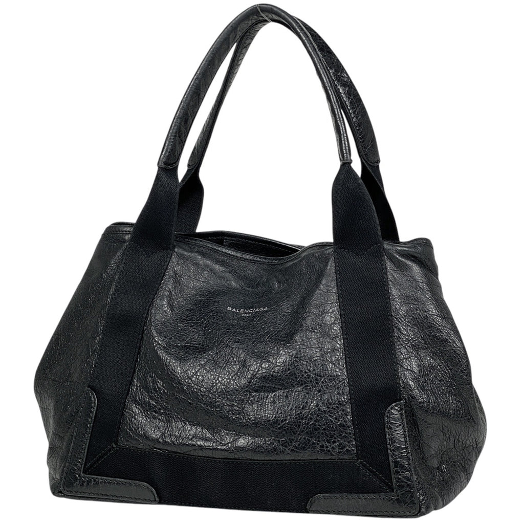 バレンシアガ ネイビー カバス S ハンドバッグ ロゴ トートバッグ レザー ブラック 542017 レディース 【中古】brbag