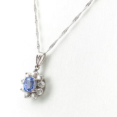 サファイア デザインネックレス プラチナ ペンダント メレダイヤ ダイヤモンド ネックレス Pt900 Pt850 サファイア レディース 【中古】nbjwl