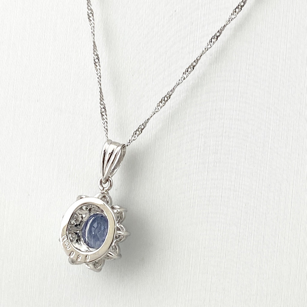 サファイア デザインネックレス プラチナ ペンダント メレダイヤ ダイヤモンド ネックレス Pt900 Pt850 サファイア レディース 【中古】nbjwl