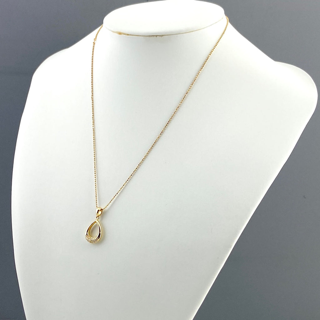 メレダイヤ デザインネックレス YG イエローゴールド ペンダント ネックレス K18 ダイヤモンド レディース 【中古】nbjwl
