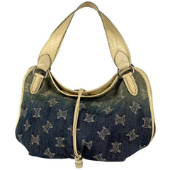 セリーヌ ビタースイート ハンドバッグ パリマカダム ハンドバッグ デニム ブルー ホワイト レディース 【中古】