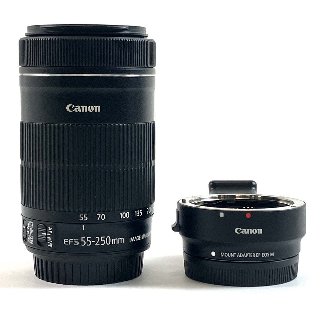 キヤノン Canon EF-S 55-250mm F4-5.6 IS STM ＋ マウントアダプターキヤノンEF レンズ-キヤノンEOS Mボディ用 一眼カメラ用レンズ（オートフォーカス） 【中古】