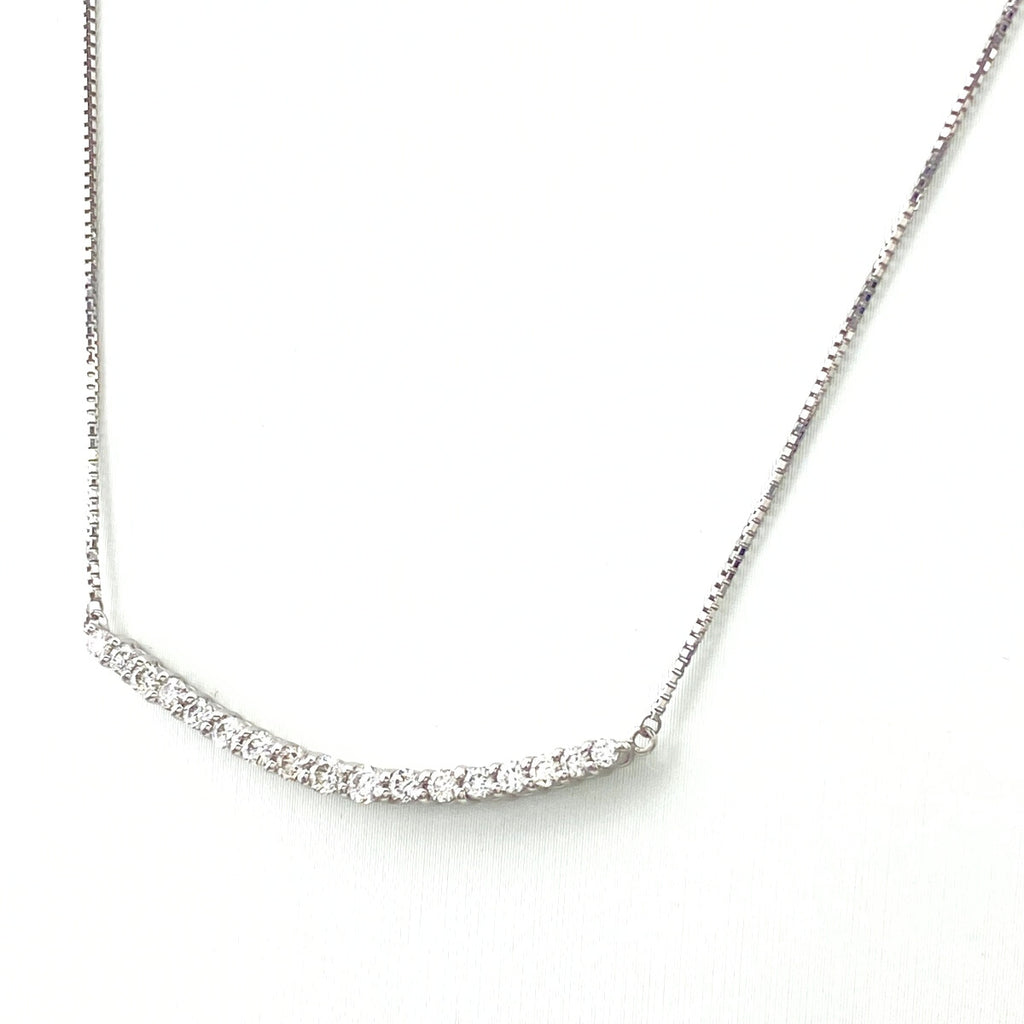 メレダイヤ デザインネックレス WG ホワイトゴールド ペンダント ネックレス K18 WG ダイヤモンド レディース 【中古】nbjwl