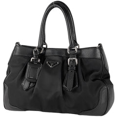 プラダ ロゴプレート ハンドバッグ 2WAY ショルダーバッグ ハンドバッグ ナイロン ネロ(ブラック) レディース 【中古】