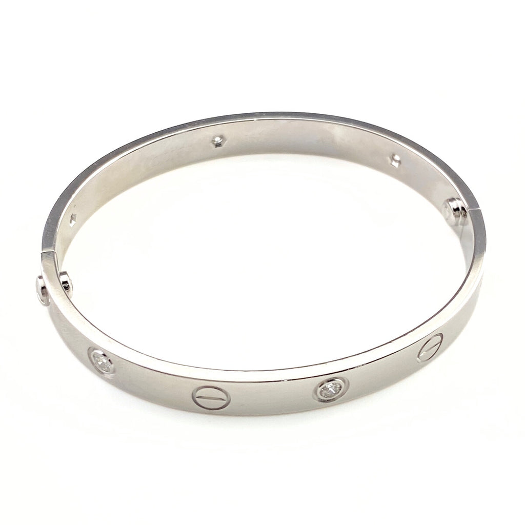 カルティエ ラブ ブレスレット 腕輪 ハーフダイヤ メレダイヤ ブレスレット 750 ダイヤモンド レディース 【中古】brjwl