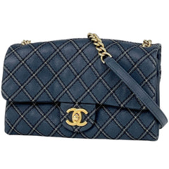 シャネル ココマーク チェーン ショルダーバッグ マトラッセ ショルダーバッグ ファブリック ブルー レディース 【中古】brbag