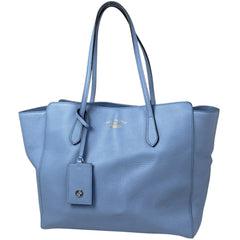 グッチ スウィング トートバッグ ロゴ ショルダーバッグ トートバッグ レザー ライトブルー 354397 レディース 【中古】brbag