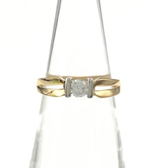 メレダイヤ デザインリング YG イエローゴールド プラチナ 指輪 リング 10.5号 K18 Pt900 ダイヤモンド レディース 【中古】nbjwl