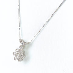 フラワーモチーフ デザインネックレス WG ホワイトゴールド ペンダント メレダイヤ 花 ネックレス K18 WG ダイヤモンド レディース 【中古】nbjwl