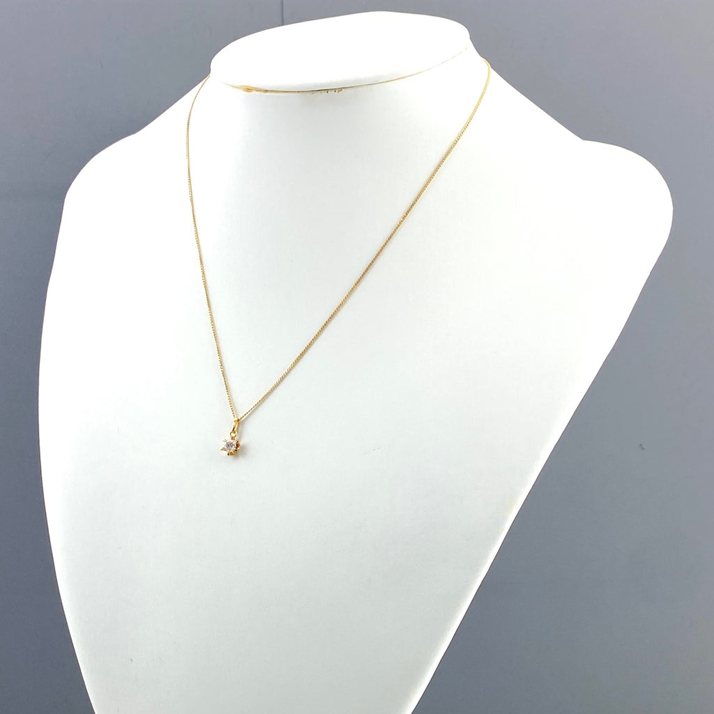 ダイヤモンド デザインネックレス YG イエローゴールド ペンダント ネックレス K18 ダイヤモンド レディース 【中古】nbjwl