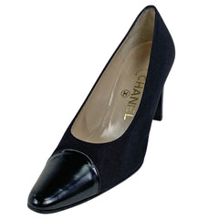 シャネル デザイン パンプス ハイヒール 靴 パンプス キャンバス レザー ブラック レディース 【中古】brapp