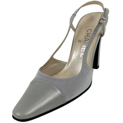 シャネル デザイン パンプス バッグストラップ 靴 パンプス レザー グレー レディース 【中古】brapp