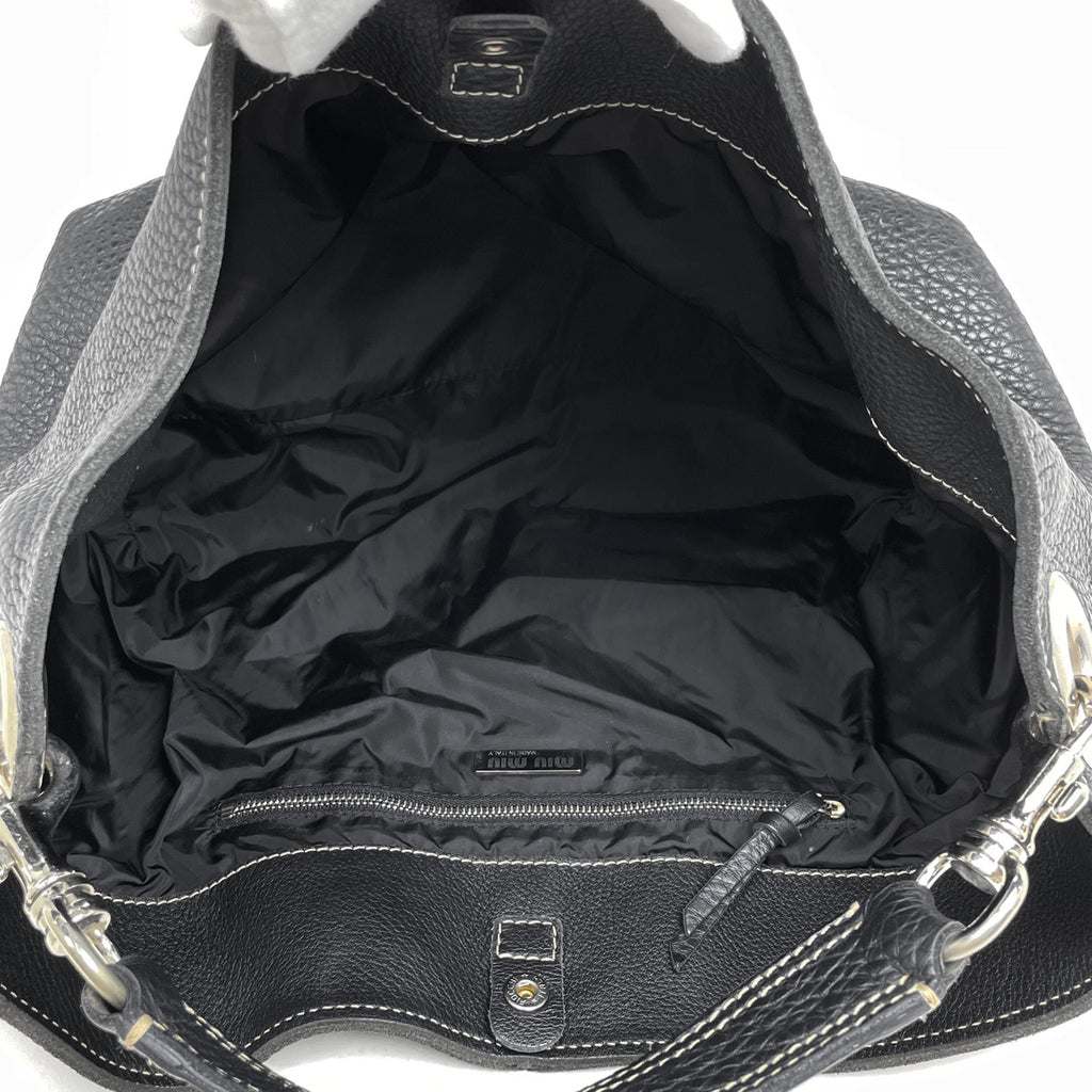 ミュウ ミュウ ロゴ ハンドバッグ ワンショルダー ハンドバッグ レザー ブラック レディース 【中古】brbag