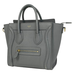 セリーヌ ラゲージ ナノショッパー 2WAY ショルダーバッグ ハンドバッグ レザー グレー レディース 【中古】brbag