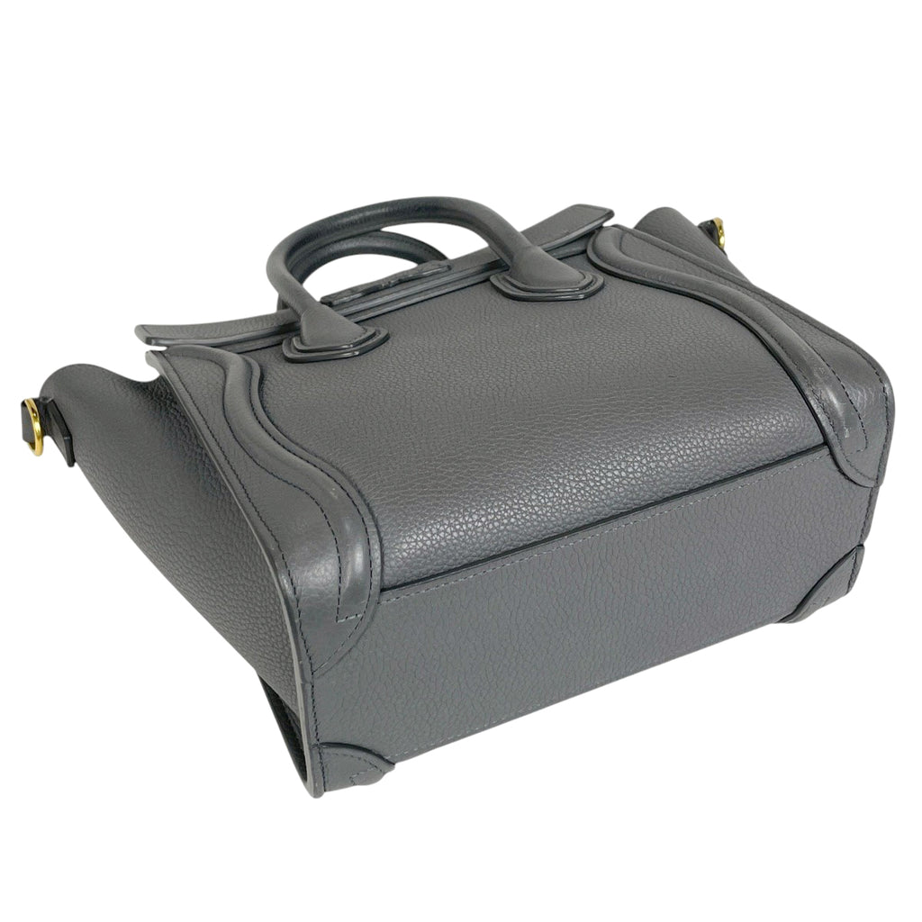 セリーヌ ラゲージ ナノショッパー 2WAY ショルダーバッグ ハンドバッグ レザー グレー レディース 【中古】brbag
