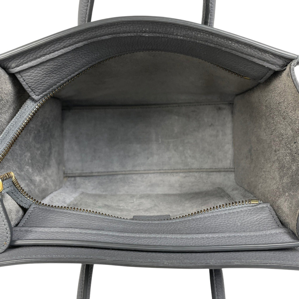 セリーヌ ラゲージ ナノショッパー 2WAY ショルダーバッグ ハンドバッグ レザー グレー レディース 【中古】brbag