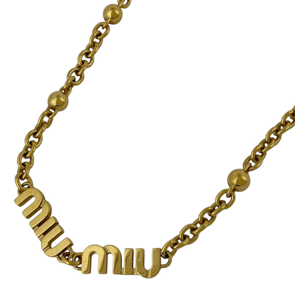 ミュウ ミュウ ロゴ ネックレス チョーカー ネックレス GP ゴールド レディース 【中古】bracc