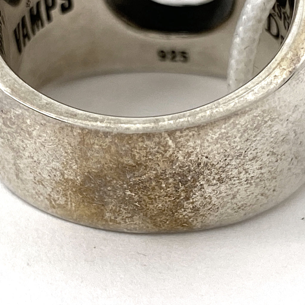 ジャスティンデイビス バフォメットモチーフ カレッジ リング  VAMPSコラボ 指輪 SEX BLOOD ROCK N' ROLL リング 14号 シルバー925 ラインストーン シルバー レディース 【中古】bracc