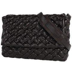 ボッテガヴェネタ ランプル メッセンジャー イントレチャート 斜め掛け ミディアム ショルダーバッグ レザー フォンデンテ(ブラウン) レディース 【中古】 brbag