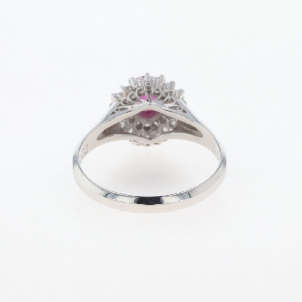 ルビー デザインリング プラチナ 指輪 メレダイヤ リング 11号 Pt900 ルビー ダイヤモンド レディース 【中古】nbjwl