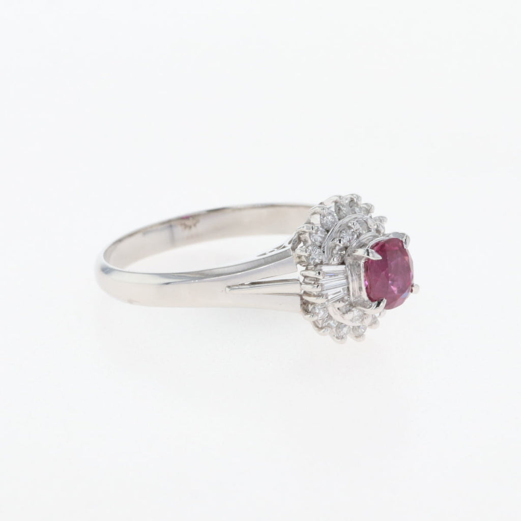 ルビー デザインリング プラチナ 指輪 メレダイヤ リング 11号 Pt900 ルビー ダイヤモンド レディース 【中古】nbjwl