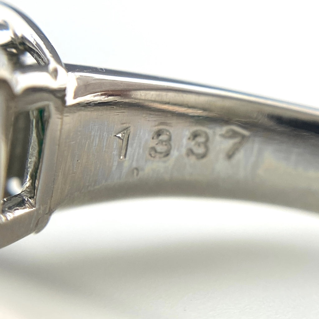 エメラルド デザインリング プラチナ 指輪 メレダイヤ リング 12号 Pt900 エメラルド ダイヤモンド レディース 【中古】nbjwl