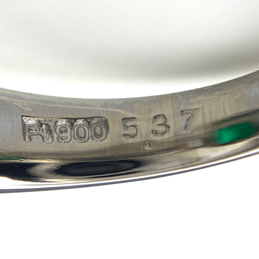 エメラルド デザインリング プラチナ 指輪 メレダイヤ リング 12号 Pt900 エメラルド ダイヤモンド レディース 【中古】nbjwl