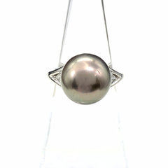 パール デザインリング プラチナ 指輪 メレダイヤ 真珠 リング 12号 Pt900 パール ダイヤモンド レディース 【中古】nbjwl