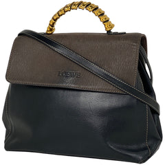 ロエベ ベラスケス ハンドバッグ 2WAY ショルダーバッグ ハンドバッグ レザー ブラック ブラウン レディース 【中古】brbag