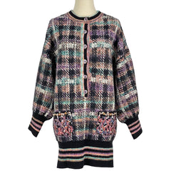 シャネル ココマークボタン チュニック ビジュー ワンピース トップス チュニック カシミヤ ウール シルクその他 ブラック ピンク マルチカラー レディース 【中古】brapp