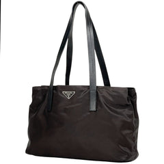 プラダ ロゴプレート トートバッグ ハンドバッグ ショルダーバッグ トートバッグ ナイロン ブラウン レディース 【中古】brbag
