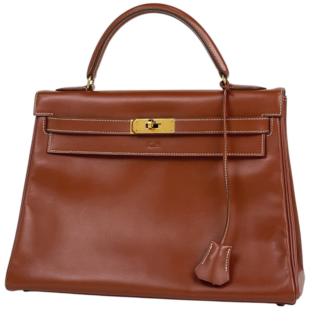 エルメス ケリー 32 2WAYショルダーバッグ 内縫い ハンドバッグ ボックスカーフ ブラウン 〇X レディース 【中古】brbag