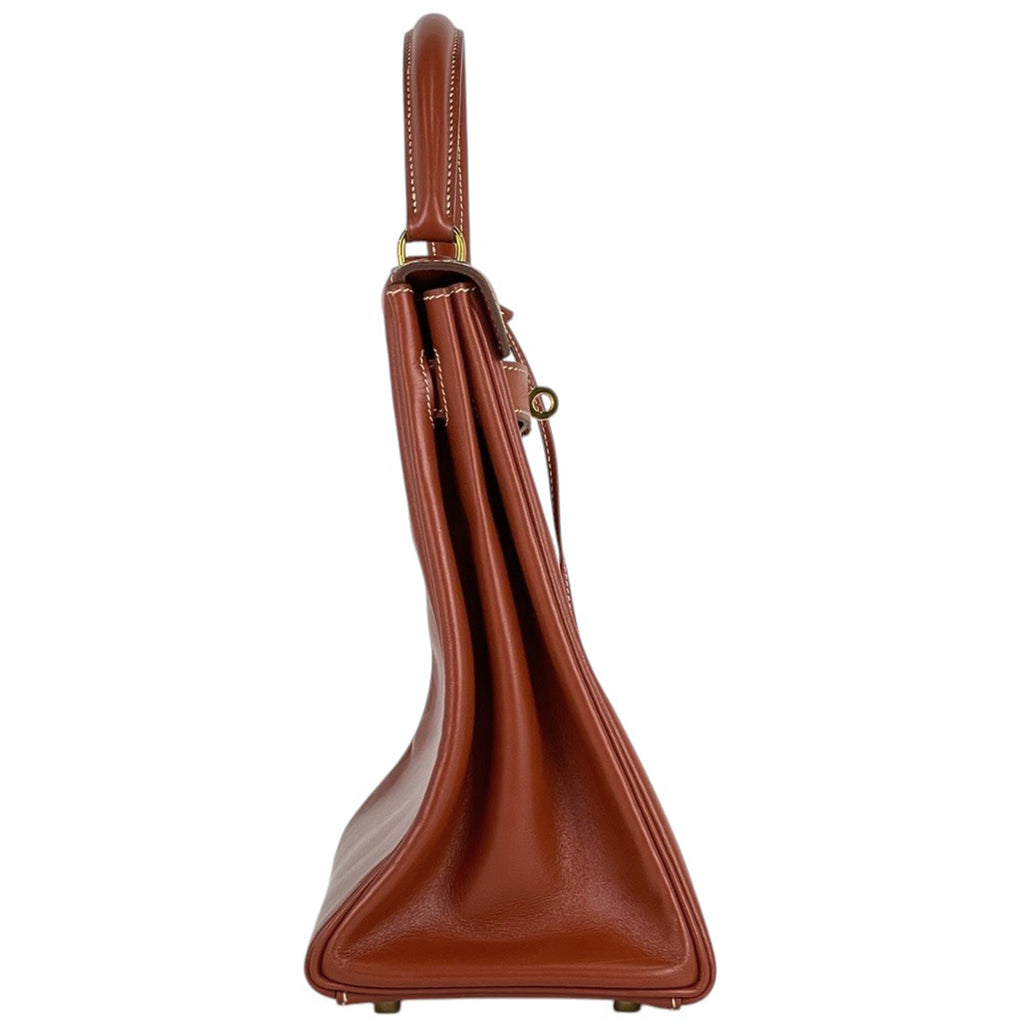 エルメス ケリー 32 2WAYショルダーバッグ 内縫い ハンドバッグ ボックスカーフ ブラウン 〇X レディース 【中古】brbag