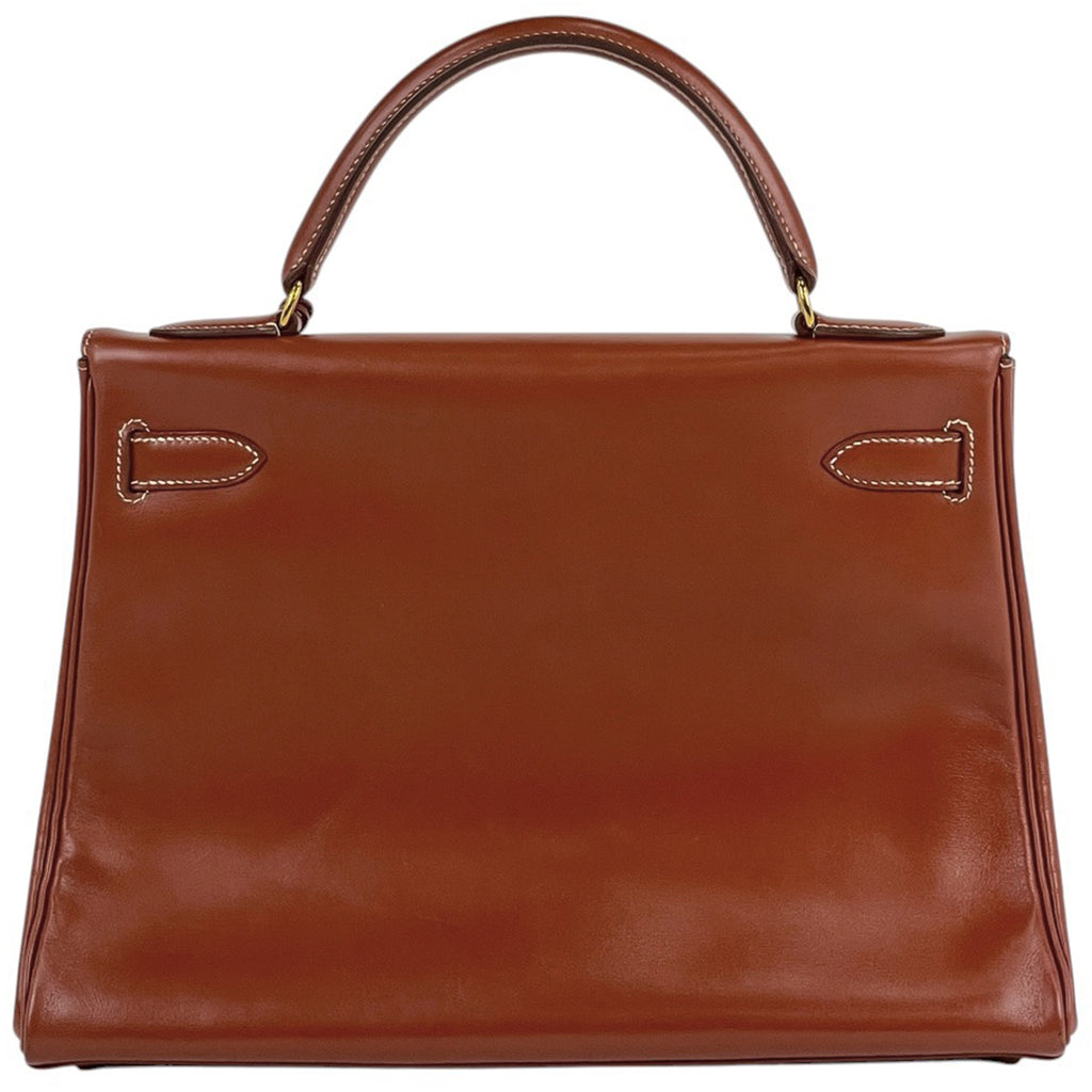エルメス ケリー 32 2WAYショルダーバッグ 内縫い ハンドバッグ ボックスカーフ ブラウン 〇X レディース 【中古】brbag