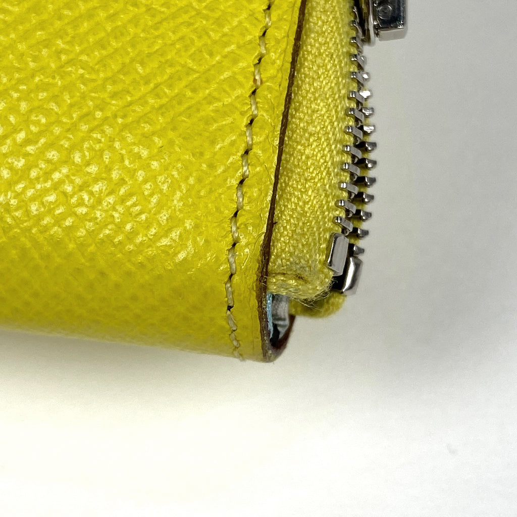 エルメス アザップ ロング シルクイン ラウンドファスナー スカーフ 長財布 ヴォーエプソン ライム A レディース 【中古】brbag
