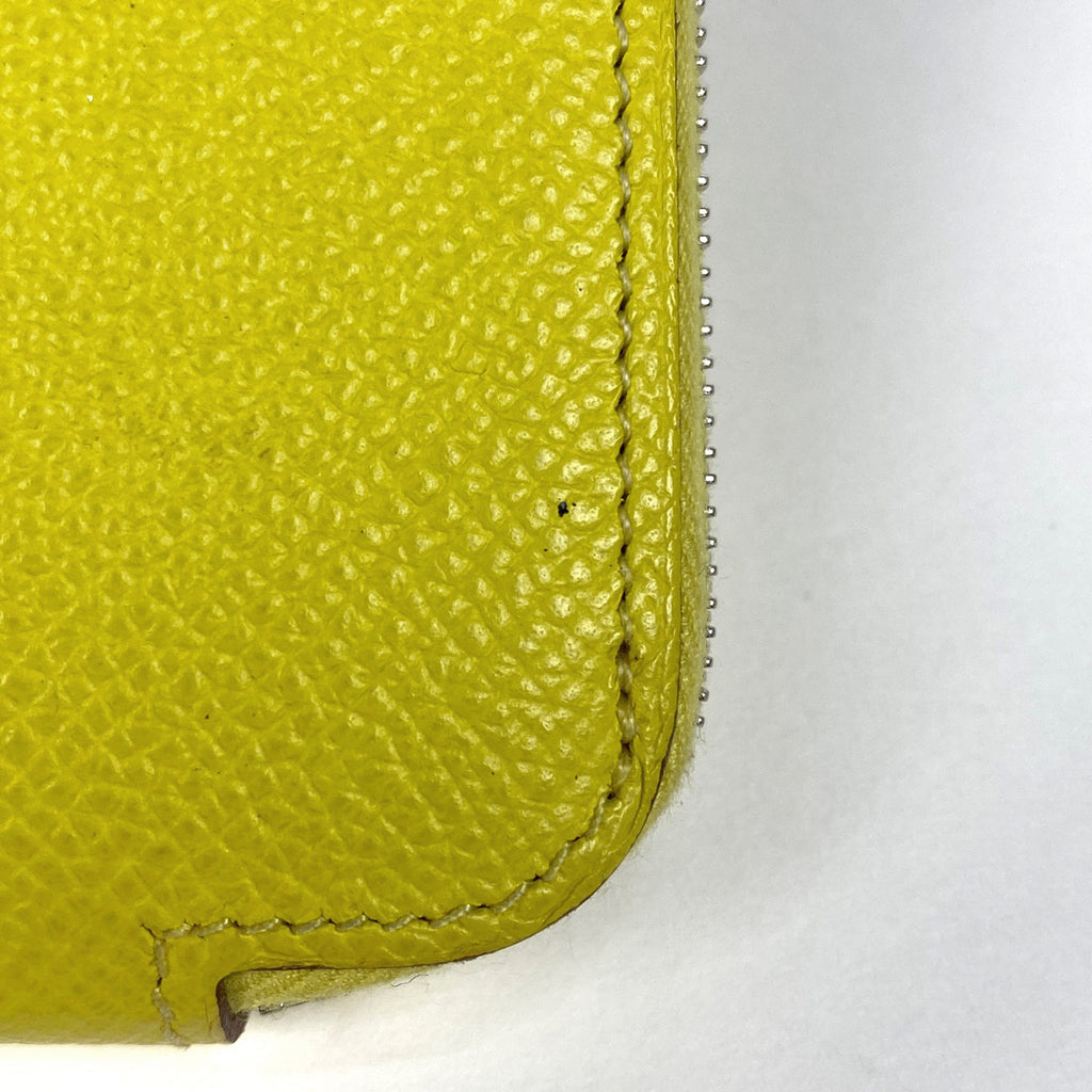 エルメス アザップ ロング シルクイン ラウンドファスナー スカーフ 長財布 ヴォーエプソン ライム A レディース 【中古】brbag
