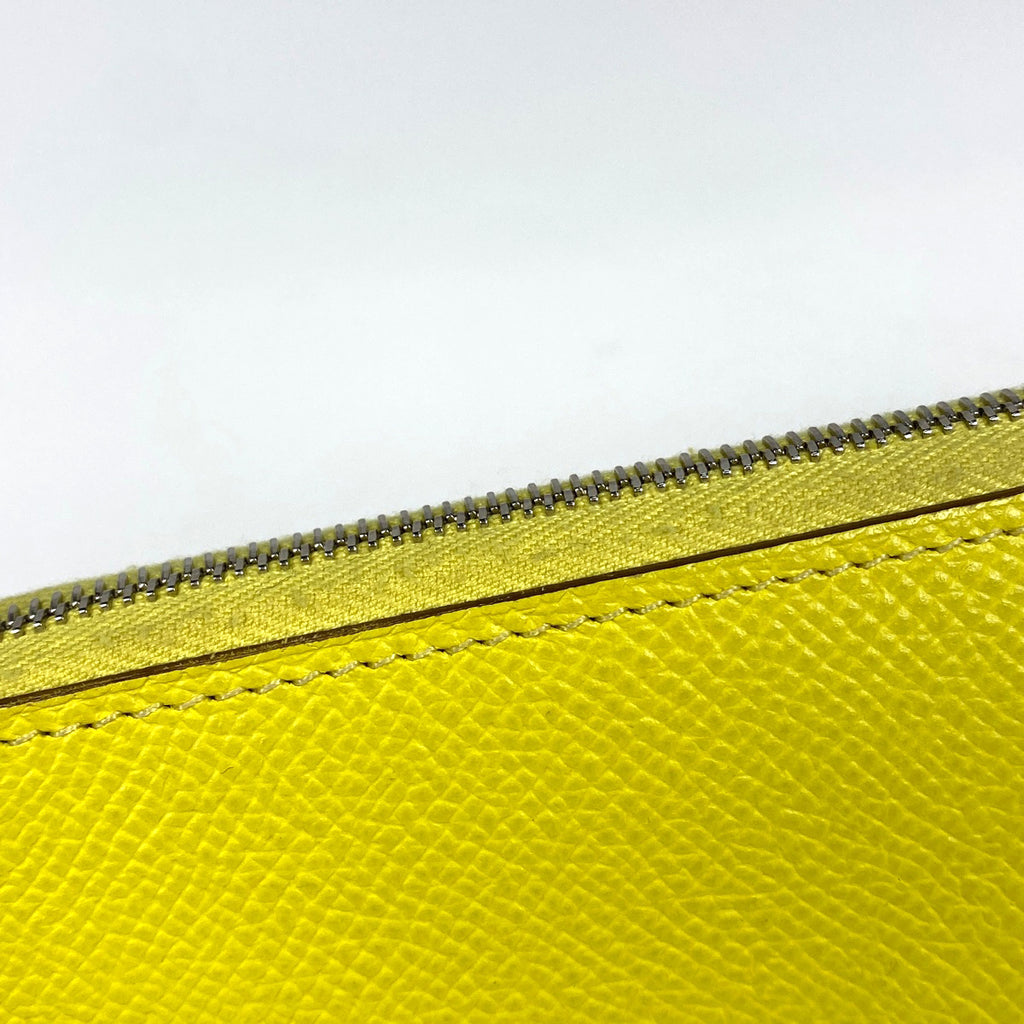 エルメス アザップ ロング シルクイン ラウンドファスナー スカーフ 長財布 ヴォーエプソン ライム A レディース 【中古】brbag