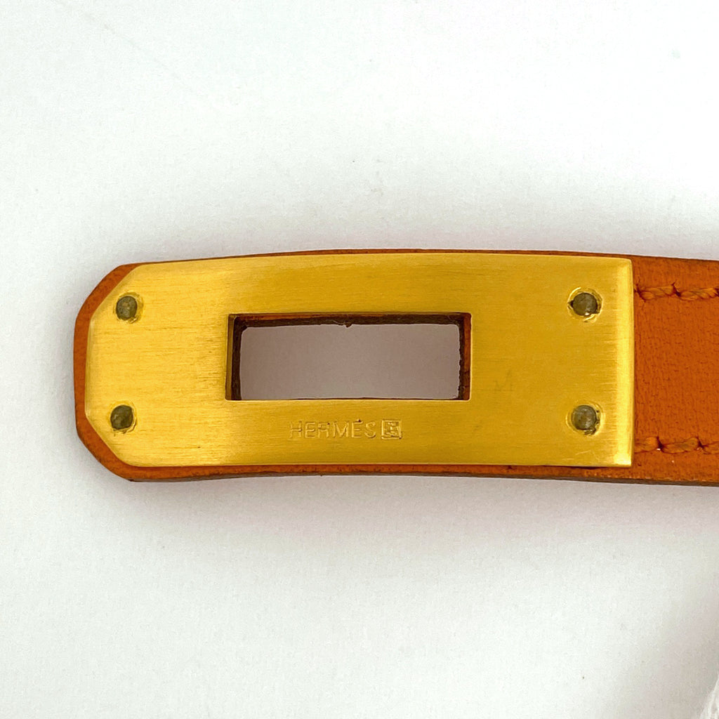 エルメス ケリー ドゥブルトゥール ブレスレット 2連 バングル ブレスレット レザー オレンジ レディース 【中古】bracc