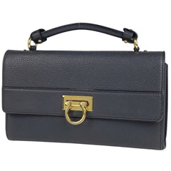 サルヴァトーレフェラガモ ガンチーニ ハンドバッグ 2WAY ショルダーバッグ ハンドバッグ レザー グレー レディース 【中古】brbag