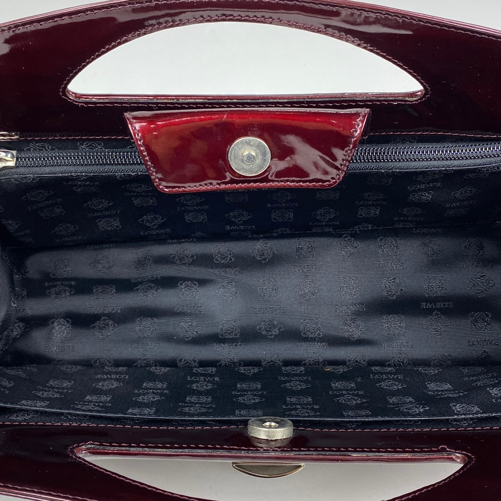 ロエベ ロゴ ハンドバッグ エナメル ハンドバッグ パテントレザー ボルドー レディース 【中古】brbag