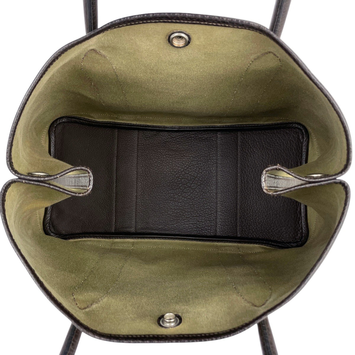 HERMES エルメス ガーデンパーティー PM カーキ T刻印 キャンバス