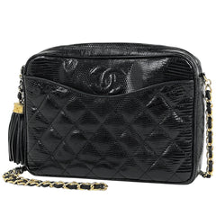 シャネル ココマーク チェーン ショルダーバッグ マトラッセ フリンジ タッセル ショルダーバッグ レザー ブラック レディース 【中古】brbag