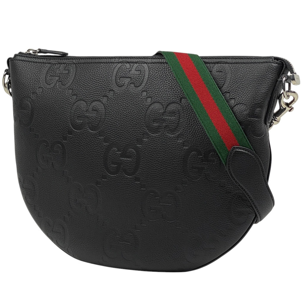 グッチ ジャンボGG ショルダーバッグ 斜め掛け ショルダーバッグ レザー ブラック 801887 レディース 【中古】brbag