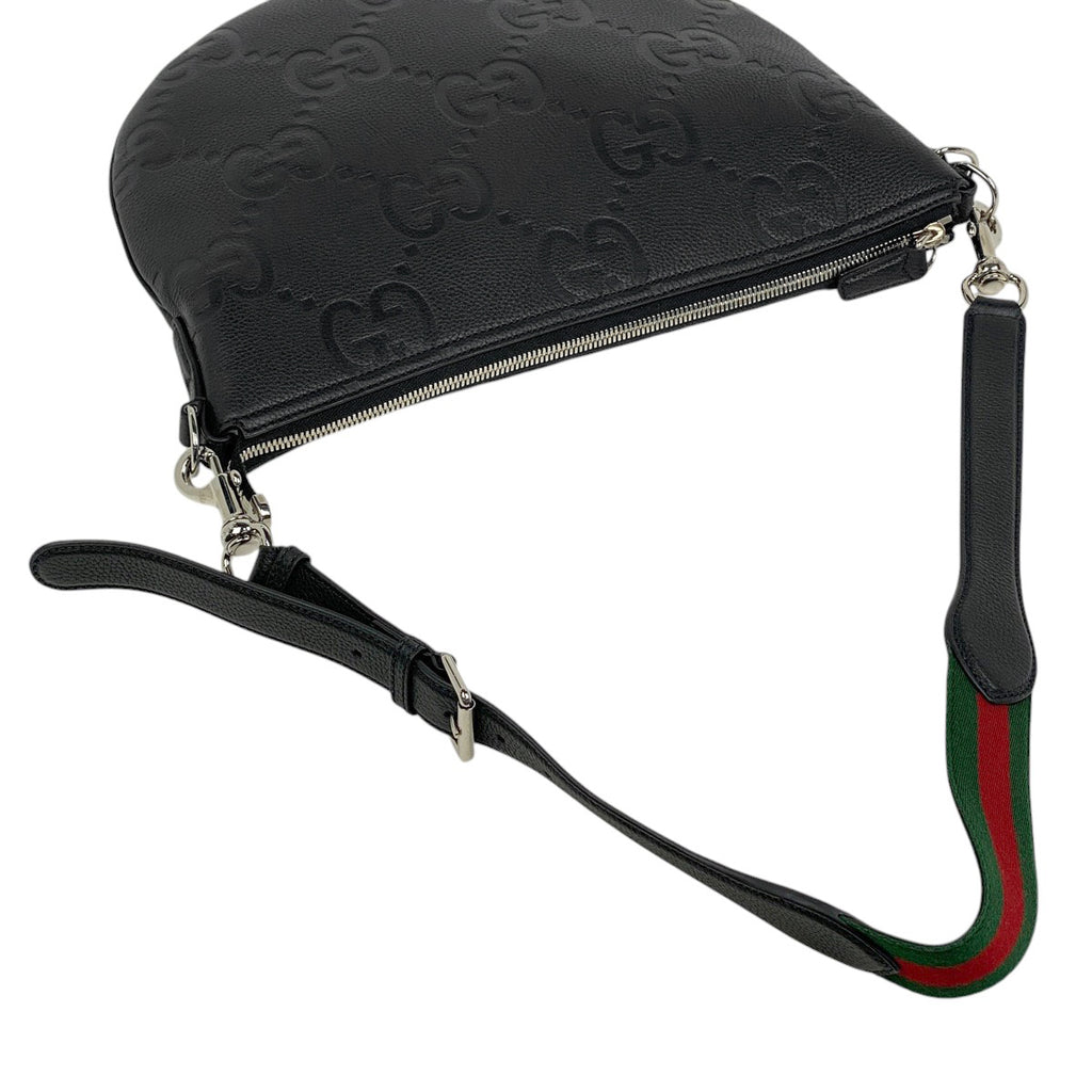 グッチ ジャンボGG ショルダーバッグ 斜め掛け ショルダーバッグ レザー ブラック 801887 レディース 【中古】brbag