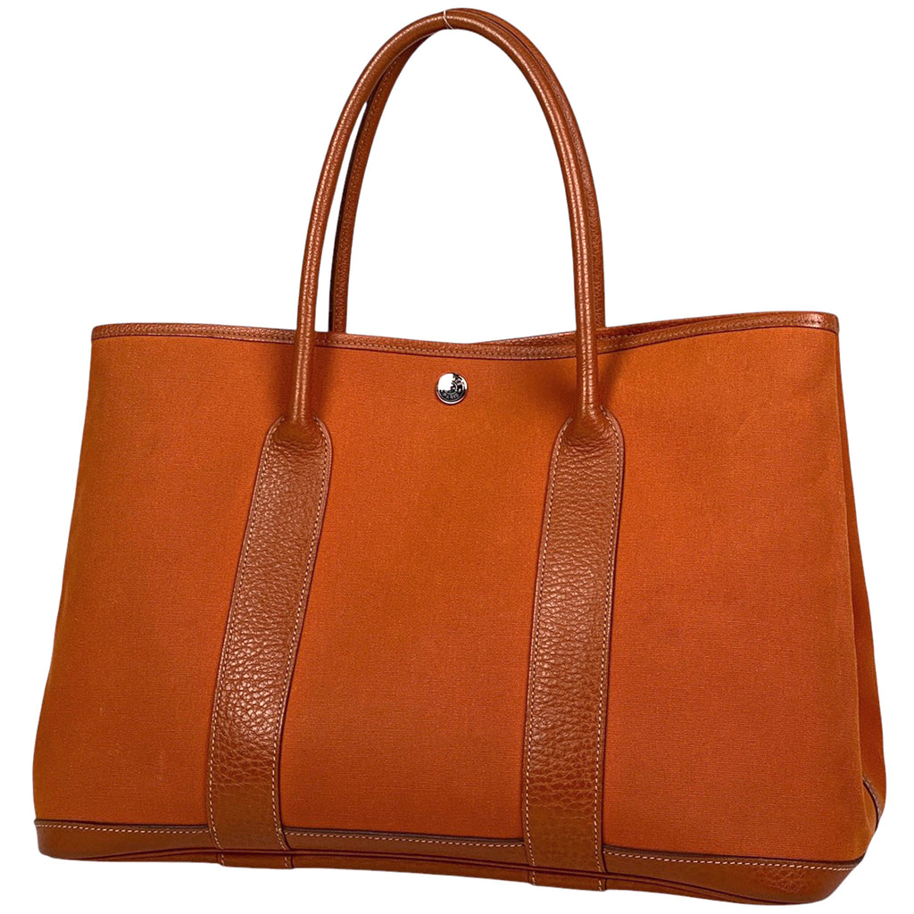 エルメス ガーデンパーティ PM ハンドバッグ トワルオフィシェ トートバッグ キャンバス オレンジ □I レディース 【中古】brbag