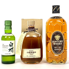 【東京都内限定お届け】 3本 サントリー SUNTORY 白州 シングルモルト ジャパニーズ 山崎蒸留所 ピュアモルト 角瓶 味わい旨口 180ml ウイスキー セット 【古酒】liqbb